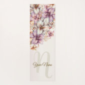 水彩ボホピンクエレガント花スタイリッシュ ヨガマット (裏面)