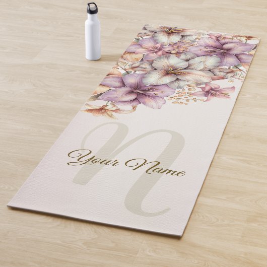 水彩ボホピンクエレガント花スタイリッシュ ヨガマット (インサイチュ)