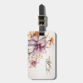 水彩ボホピンクエレガント花スタイリッシュ ラゲッジタグ (正面縦)