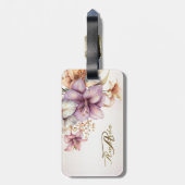 水彩ボホピンクエレガント花スタイリッシュ ラゲッジタグ (裏面縦)