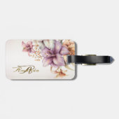 水彩ボホピンクエレガント花スタイリッシュ ラゲッジタグ (裏面横)