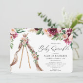 水彩ボホピンクバーガンディフローラベビー散布 招待状 (スタンド正面)