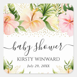 水彩ボホピンクローゼボホベビーシャワー スクエアシール