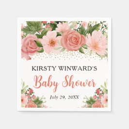 水彩ボホピンクローゼボホベビーシャワー スタンダードカクテルナプキン