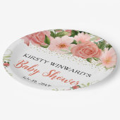 水彩ボホピンクローゼボホベビーシャワー ペーパープレート (アングル)