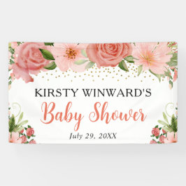 水彩ボホピンクローゼボホベビーシャワー 横断幕