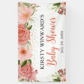 水彩ボホピンクローゼボホベビーシャワー 横断幕 (縦)