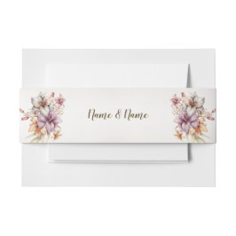 水彩ボホピンク素朴花エレガント 招待状ベリーバンド