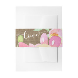 水彩ボホフラワーズ&バーラップラブタイポグラフィ 招待状ベリーバンド