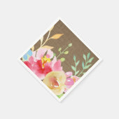水彩ボホフラワーズ&バーラップ スタンダードカクテルナプキン (角)