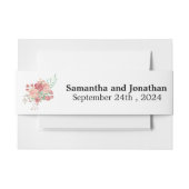 水彩ボホフラワーホワイト結婚ズ 招待状ベリーバンド (正面例)