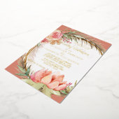 水彩ボホフローラダスティピンクパンパ金ゴールド 箔招待状 (回転した状態)