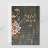 水彩ボホフローラワイルドフラワーズブライダルシャワー 招待状 (正面)