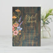水彩ボホフローラワイルドフラワーズブライダルシャワー 招待状 (スタンド正面)