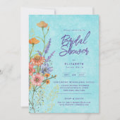 水彩ボホフローラワイルドフラワーズブライダルシャワー 招待状 (正面)