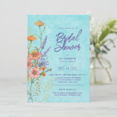 水彩ボホフローラワイルドフラワーズブライダルシャワー 招待状 (スタンド正面)
