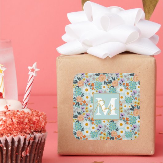 水彩ボホフローラ スクエアシール (パーティー)