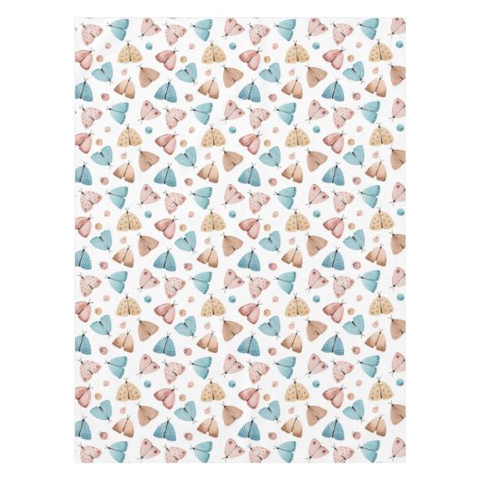 水彩ボホブルーガーリーバタフライモスモノグラム テーブルクロス (正面)