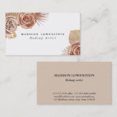 水彩ボホベージュバラ乾燥パーム葉ズ 名刺 (正面/裏面)