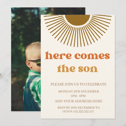 水彩ボホレトロ サンカムズ カスタム 招待状 (正面/裏面)