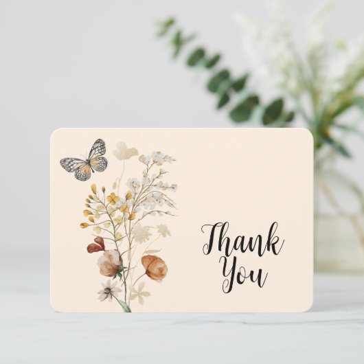 水彩ボホワイルドフラワーありがとう サンキューカード (スタンド正面)