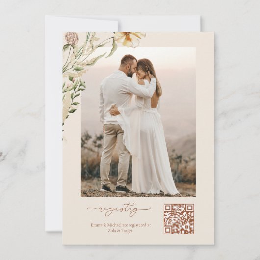 水彩ボホワイルドフラワーズブライダルシャワーインビタティ 招待状 (裏面)