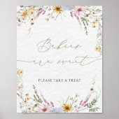 水彩ボホワイルドフラワーズベビーは甘いサイン ポスター (正面)