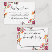 水彩ボホワイルドフラワーディスプレイブライダルシャワー エンクロージャーカード (正面/裏面)