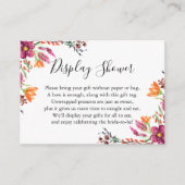 水彩ボホワイルドフラワーディスプレイブライダルシャワー エンクロージャーカード (正面)