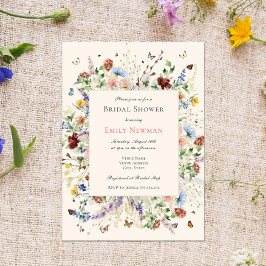 水彩ボホワイルドフラワーブライダルシャワー 招待状