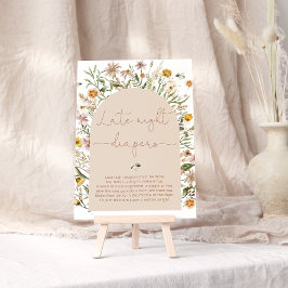 水彩ボホワイルドフラワー夜遅くおむつゲーム ポスター