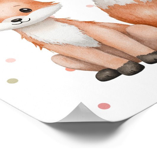 水彩ボホーフォックスの森の壁アート ポスター (角)