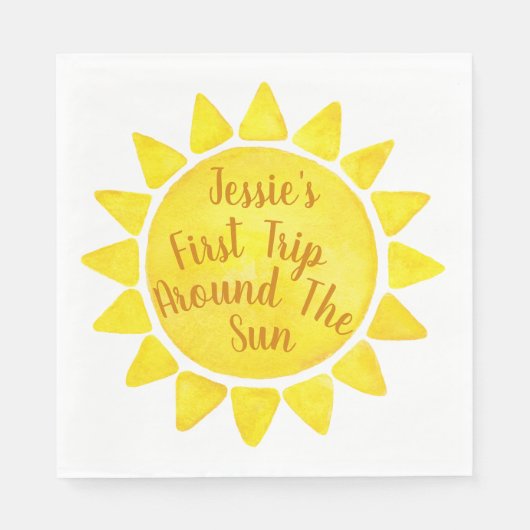 水彩ボホ1stバースデーナプキンズ – ファーストトリップ スタンダードランチョンナプキン (正面)