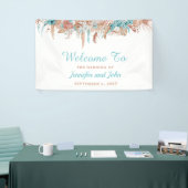 水彩ボホ テラコッタ フラワー ウェディング 横断幕 (トレードショー)