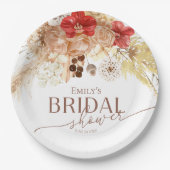 水彩ボホ フラワープレート | テラコッタ ブライダルシャワー ペーパープレート (正面)