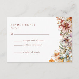 水彩ボホ フラワー ウェディング RSVP エンクロージャーカード