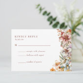 水彩ボホ フラワー ウェディング RSVP エンクロージャーカード (スタンド正面)
