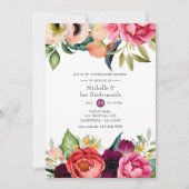 水彩ボホ フラワー ブライズメイドのランチ会 招待状 (正面)