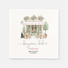 水彩ボンジュールベベのベビーシャワー紙皿 スタンダードカクテルナプキン