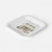 水彩ボンジュールベベのベビーシャワー紙皿 ペーパープレート (傾斜あり)