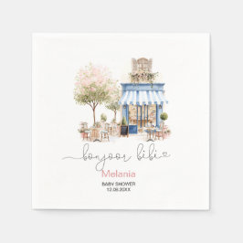 水彩ボンジュールベベベイビーシャワーペーパープレート スタンダードカクテルナプキン