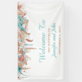 水彩ボーオ テラコッタ フラワーのウェディングバナー 横断幕 (縦)