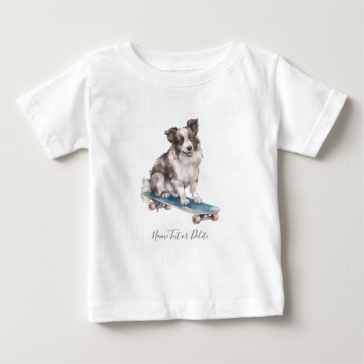 水彩ボーダーコリーTシャツ ベビーTシャツ (正面)
