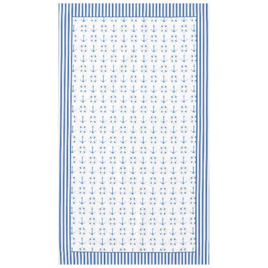 水彩ボートいかりライフブイストライプの縁ど テーブルクロス (正面)