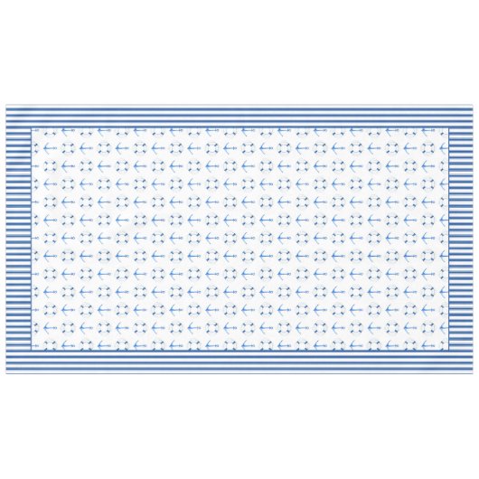 水彩ボートいかりライフブイストライプの縁ど テーブルクロス (正面(横))