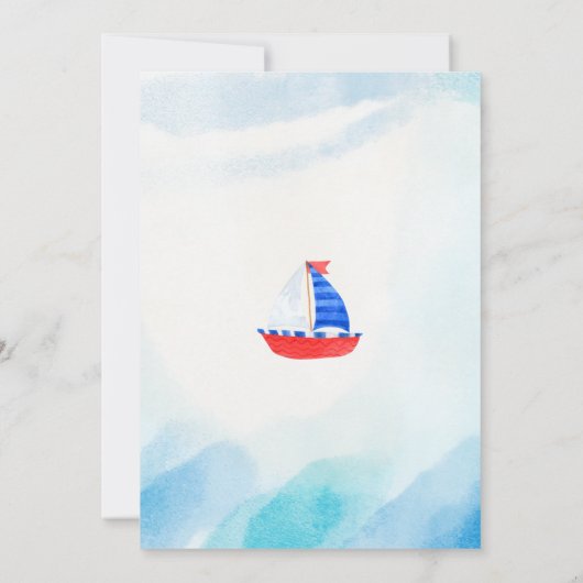 水彩ボートベビー航海のシャワー招待状 招待状 (裏面)