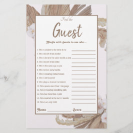 水彩ボーホパンパスグラスブライダルシャワーゲーム