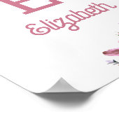 水彩ボーホピンクフローラ子供部屋ベビー子供 ポスター (角)