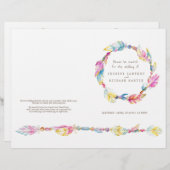 水彩ボーホフェザーリース結婚式プログラム (正面/裏面)