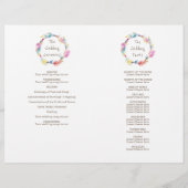 水彩ボーホフェザーリース結婚式プログラム (裏面)